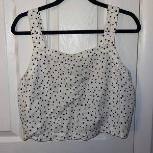 LOFT Black and White Polka Dot Linen Tank Top